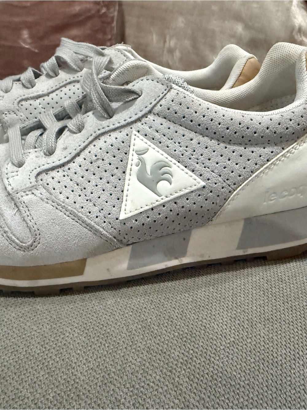 Le Coq Sportif Beige Canvas Sneakers with White Accents